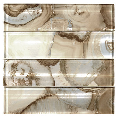Myst 3-in. x 12-in. Subway Agate Inspired Polished Glass Wall Tile