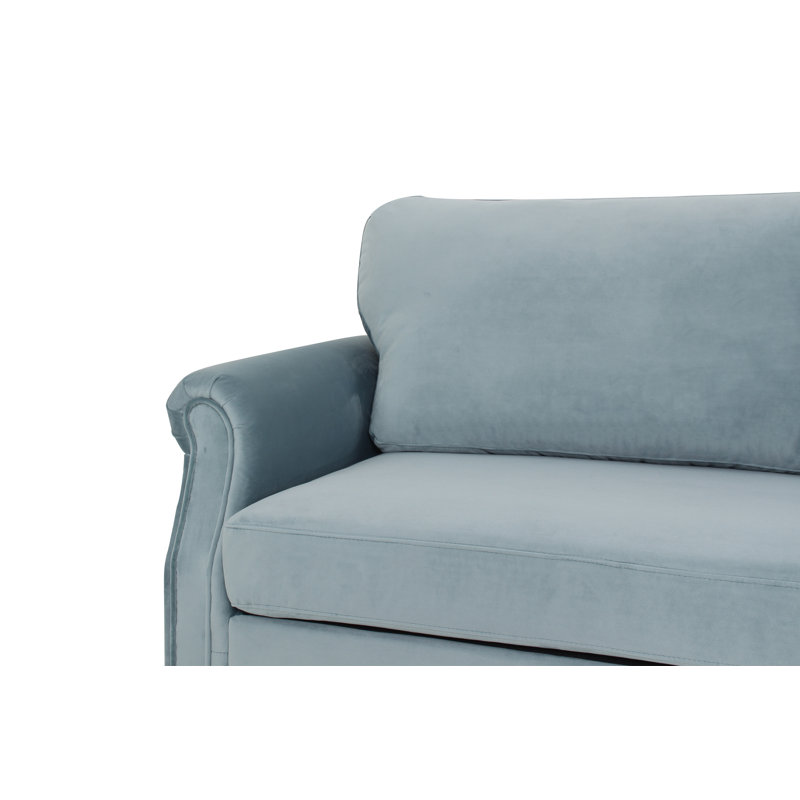 Canapé à accoudoirs arrondis 78,8 po Dynette, Velours bleu clair