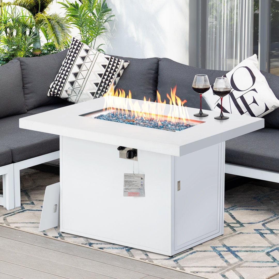 Bukovec 43'' W Rectangular Aluminum Propane/Natural Gas Fire Pit Table, 60,000 BTU, CSA Certified Brayden Studio® 