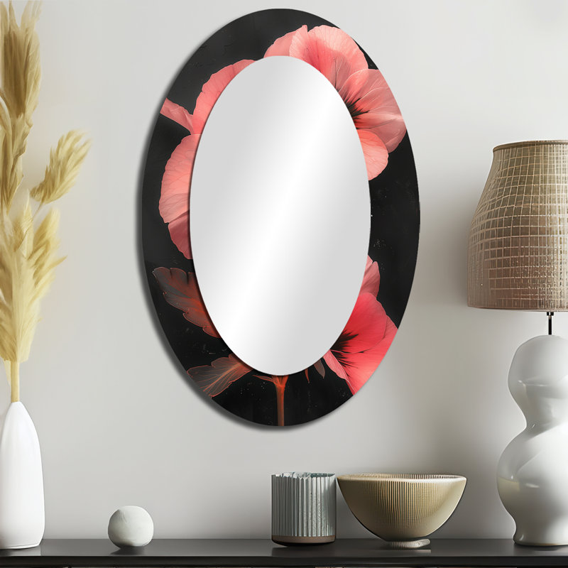 Décor de miroir mural rose et rose - Glamour Garden, 36 po x 24 po