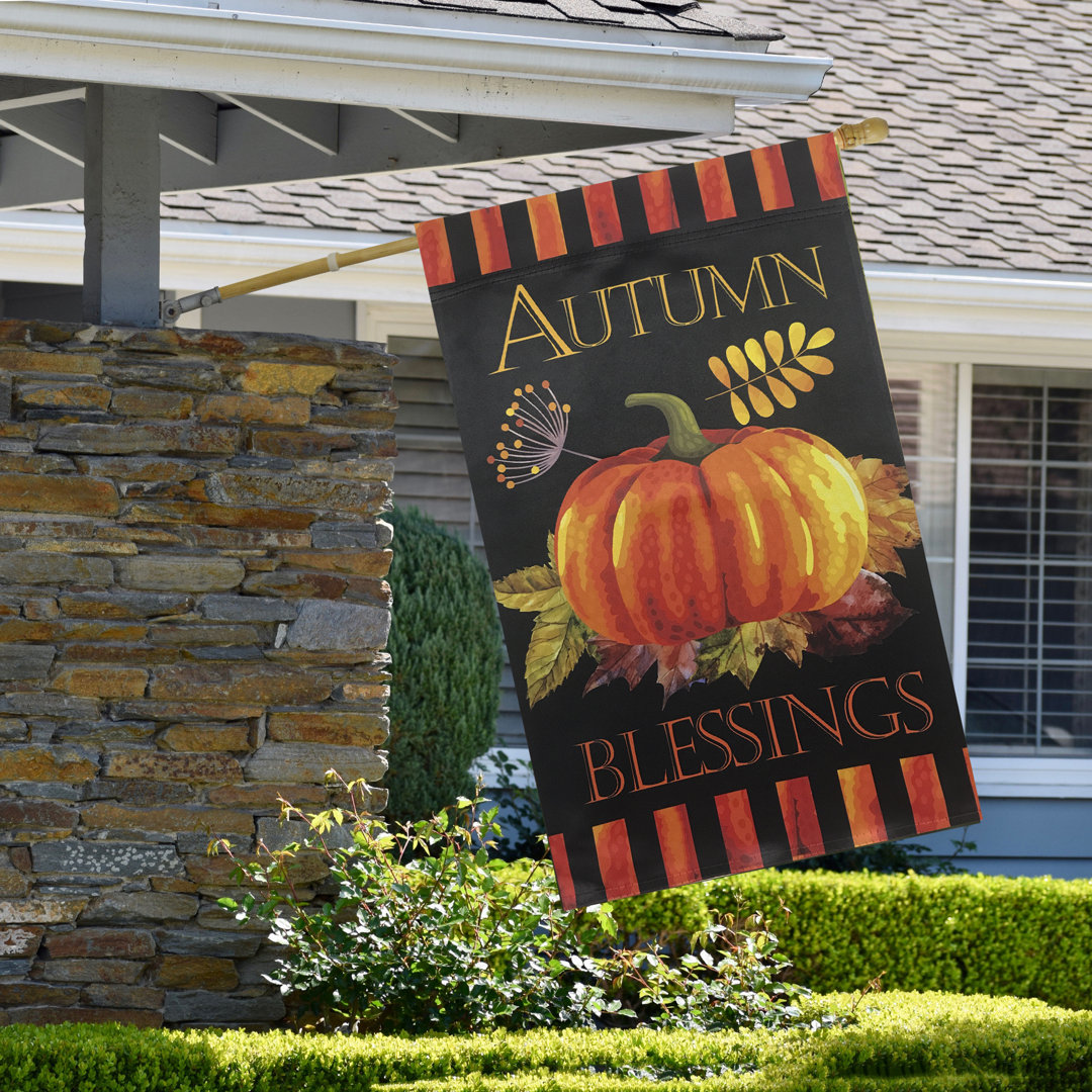 Autumn Blessings and Pumpkin Outdoor Garden Flag Northlight Seasonal 