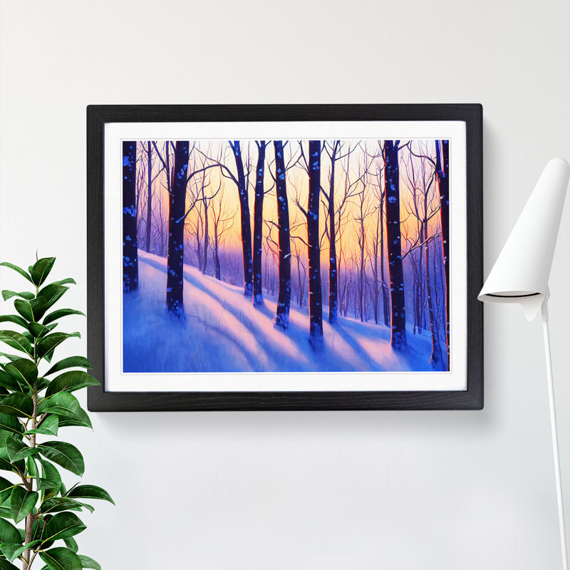 XH1022-10216X Winter Forest Sunrise Vol.2 - Single Picture Frame Print, Black, 46cm H x 64cm W x 2cm D