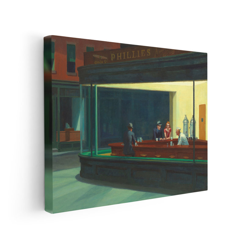 Edward Hopper - Nighthawks, Unframed, Canvas, 11"H x 14"W