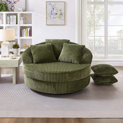 Chaise longue pivotante à 360 ° en velours côtelé avec coussins amovibles