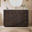 Meuble-lavabo sur pied de 122 cm (48 po) avec lavabo simple, portes cannelées et rangement, brun-505760990-506938084