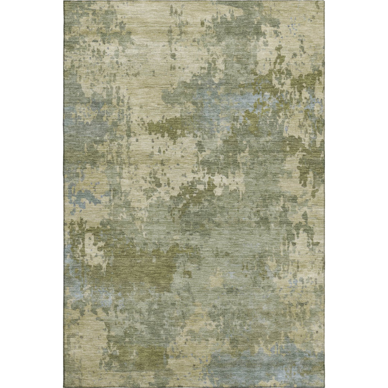 Premium Machine Washable Mayfield AMF2143 abstract Rug, 9' x 12', Green