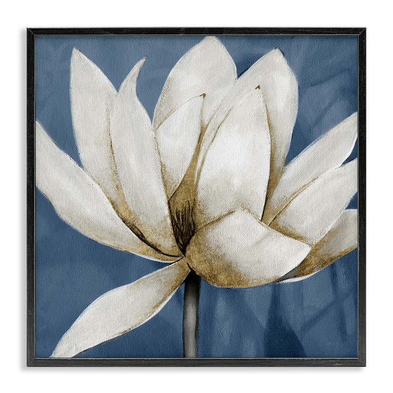 «White Lotus Blooms», art de la giclée encadrée par Carol Robinson, Giclée encadrée noir minuit, H 12 po x l 12 po