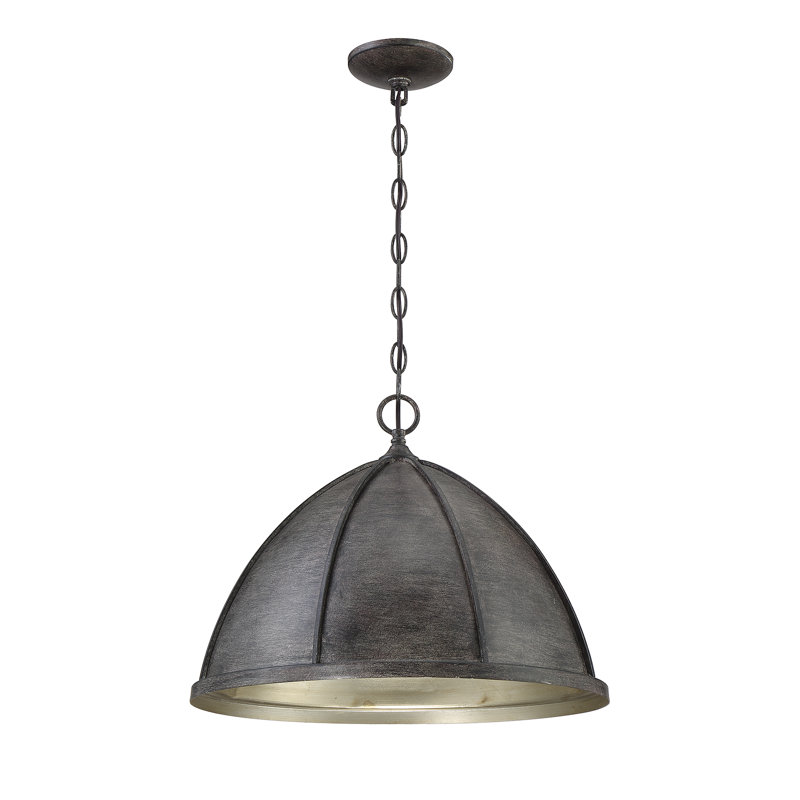 Luminaire suspendu en forme de dôme à 1 lumière Dotty, Noyer
