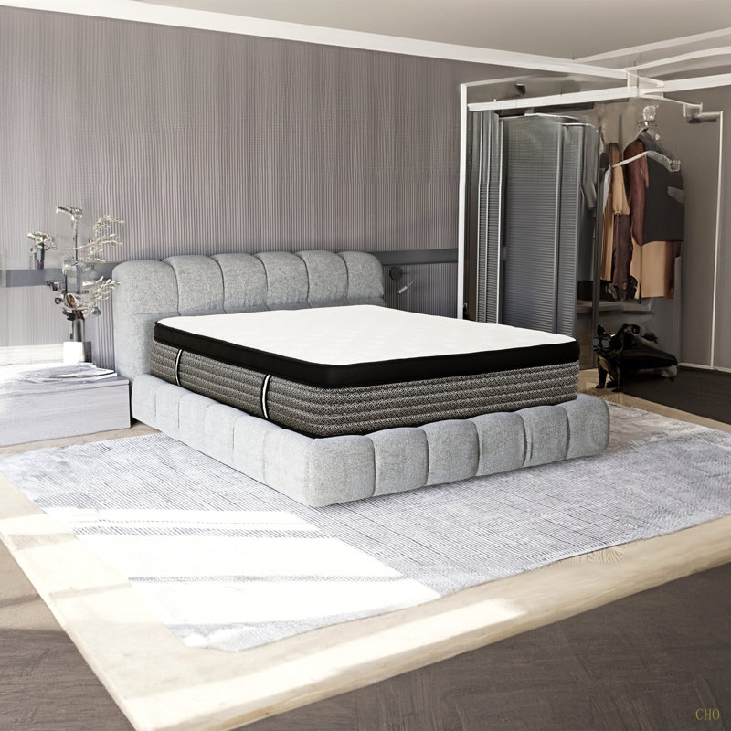 Matelas très grand moelleux 16 po Massucci, mousse à mémoire de forme gélifiée Euro et matelas à ressorts ensachés, technologie de refroidissement, transfert à faible mouvement
