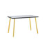 Table de salle à manger rectangulaire moderne et minimaliste, pouvant accueillir de 4 à 6 personnes. Comptoir en verre trempé + panneau de fibres à densité moyenne inférieur, texture imitation marbre, pieds fuselés en métal. Convient aux restaurants minimalistes.-130167011