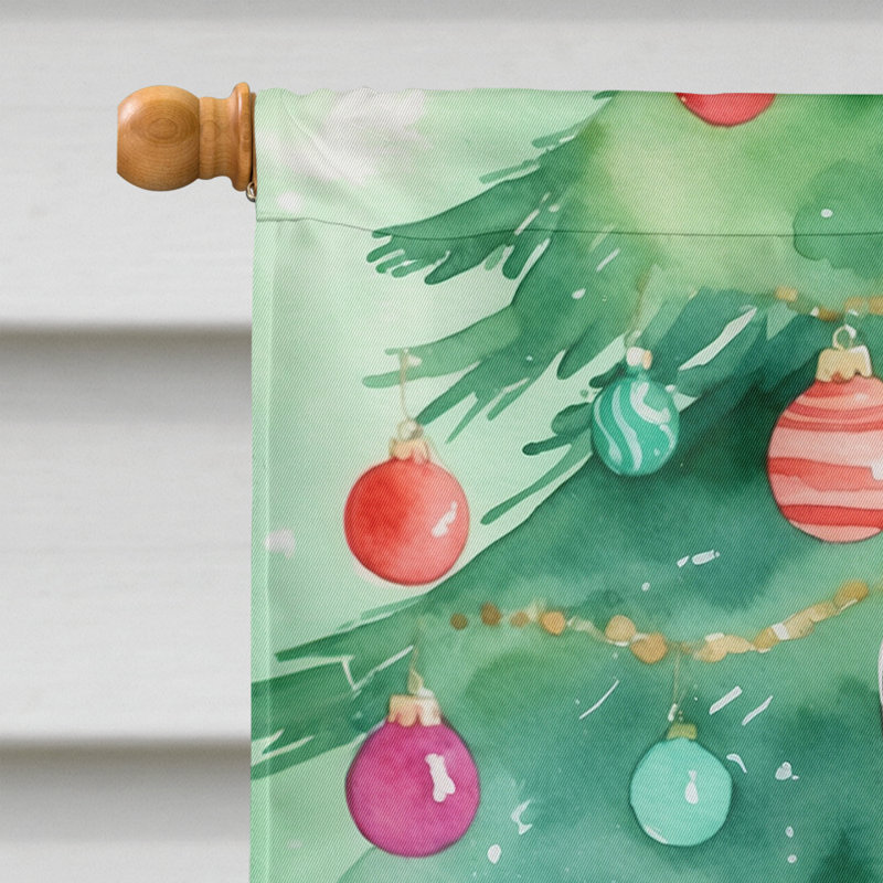Chat avec le drapeau de la cabane dans l'arbre de Noël, Chantilly Tiffany