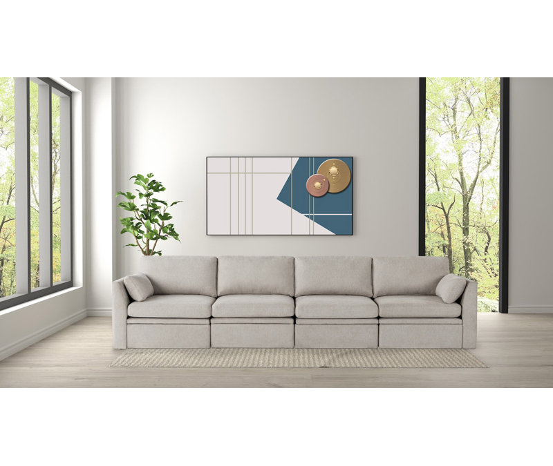 Canapé modulaire en tissu, 4, Polyester beige