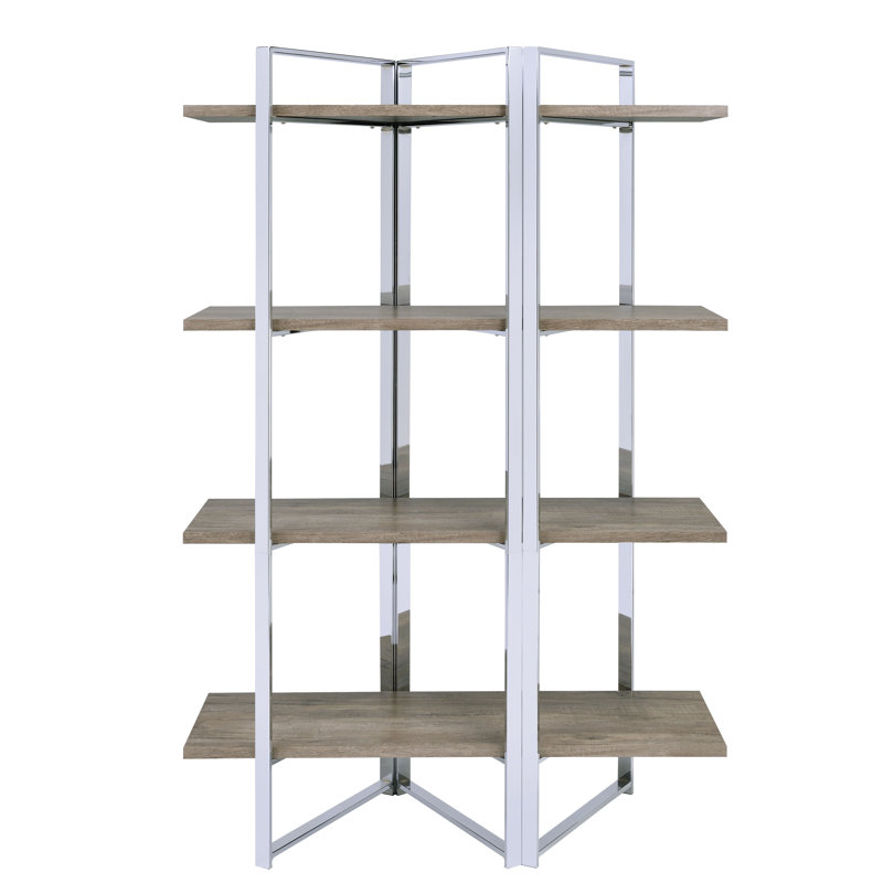 Bedard 4-Shelves Bookcase in Chrome