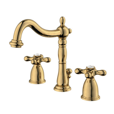 Robinet de salle de bain à deux poignées et à 3 trous à fixation sur comptoir avec bonde mécanique Kingston Brass