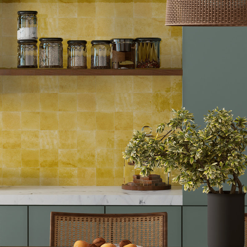 Menorca 4 In. X 4 In. Ceramic Wall Tile, Yellow