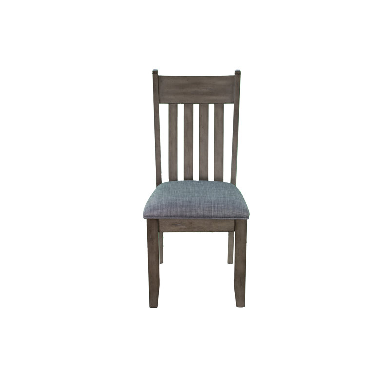 Chaise d'appoint à dossier en lattes de bois gris Farrand