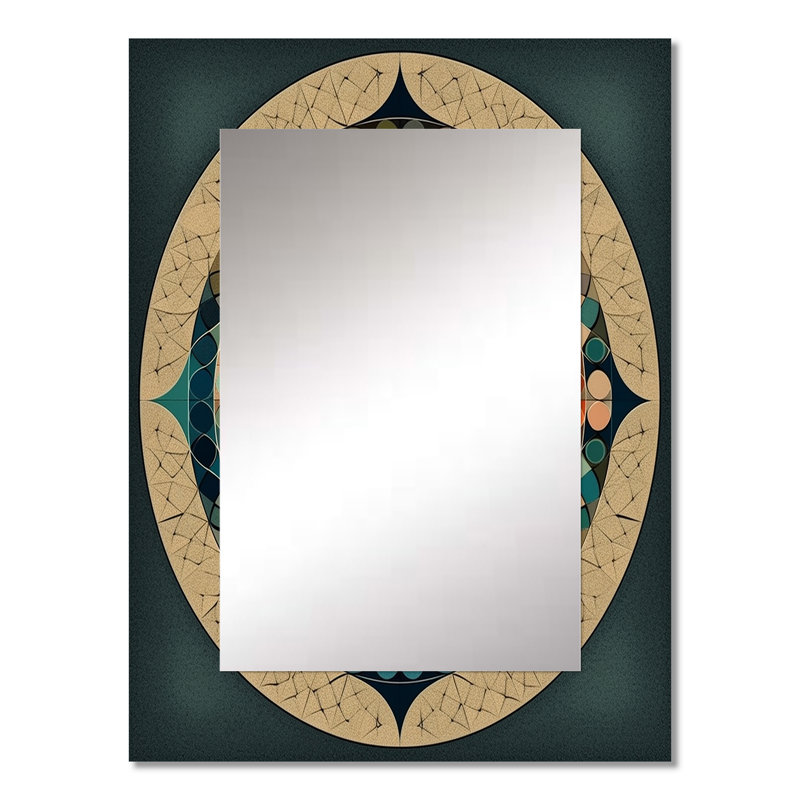 The Great Mystery Vintage Mandala Illustration III - miroir mural géométrique, miroir décoratif brun, impression d'art en métal