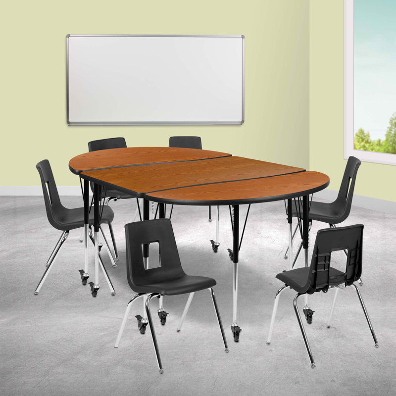 Ensemble de tables d'activités flexibles Goddard, L 47,5 po x P 76 po x H 22 à 30 po, Chêne