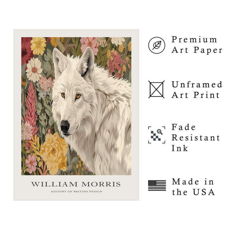 Animaux, reproduction d'art sans cadre William Morris Wolf, H 14 po x l 11 po