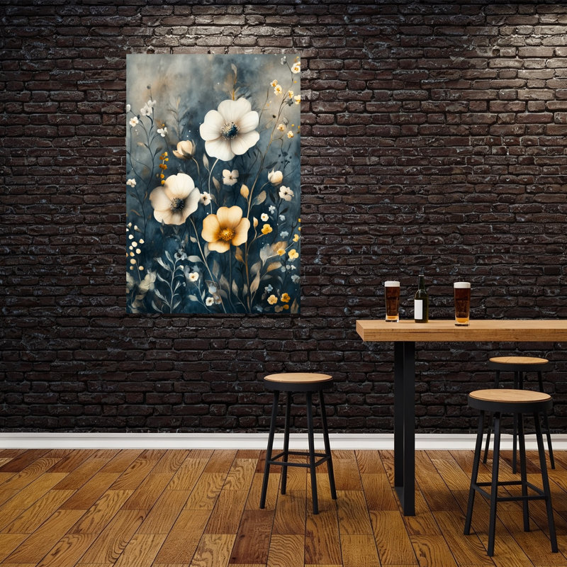 Impression sur toile «Elegant Blue Botanicals Delicate Dreamy Elegant Nature Flower», 60" H x 40" W