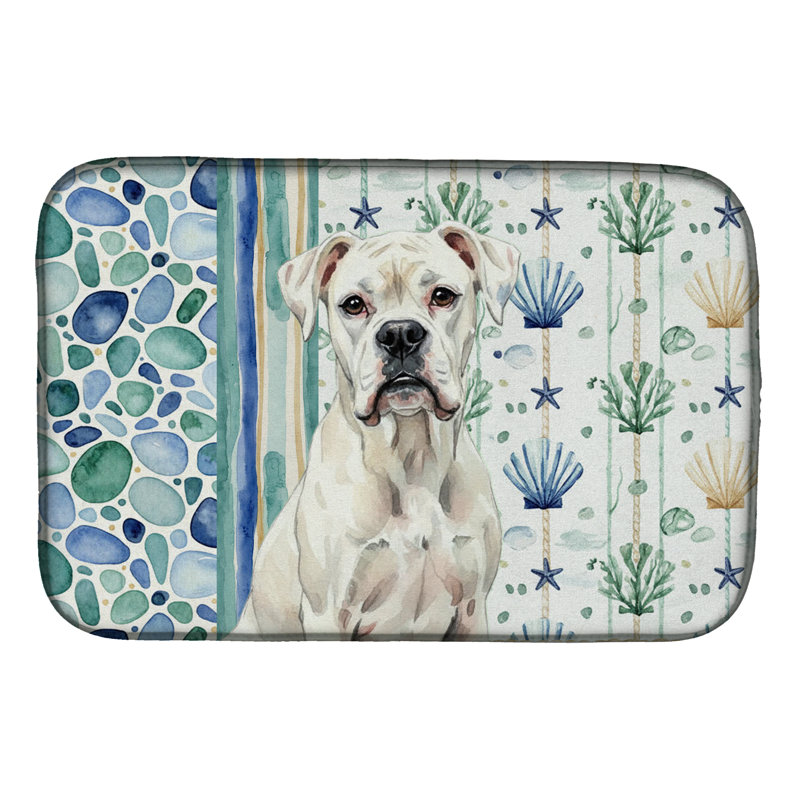 Tapis de séchage en verre blanc Boxer, Boxer blanc