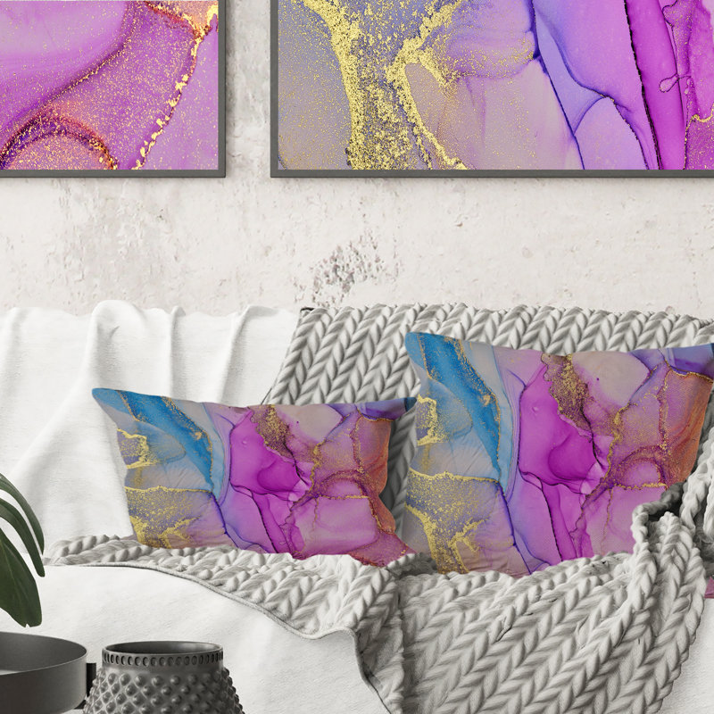 Bleu et mauve, art abstrait à l'encre de marbre II - imprimé moderne 1