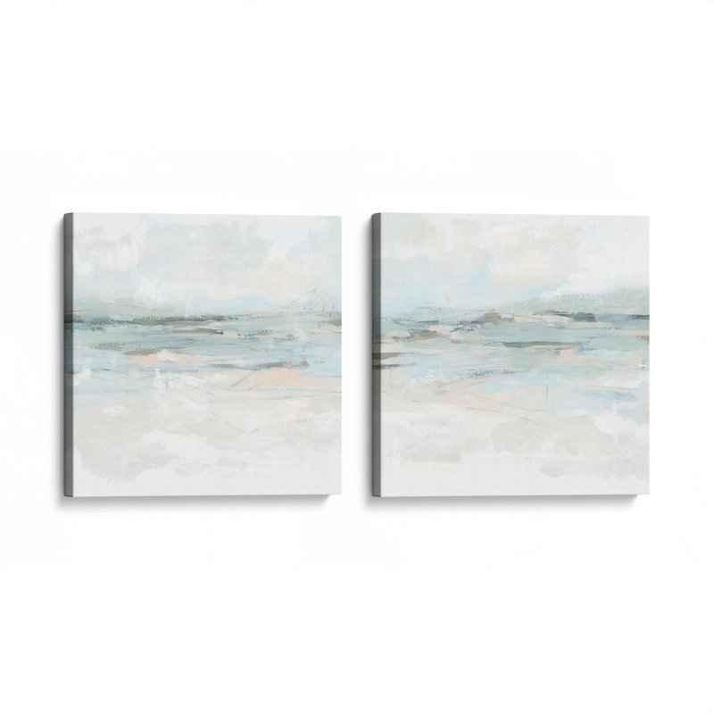 Ensemble de 2 vagues doucement évoquées, Toile tendue, H 16 po x l 32 po