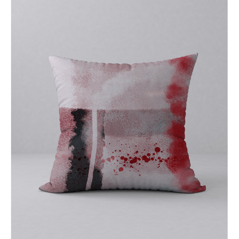 Housse et insert de coussin décoratif luxueux Relax, Noir / rouge abstrait, 18" x 18"