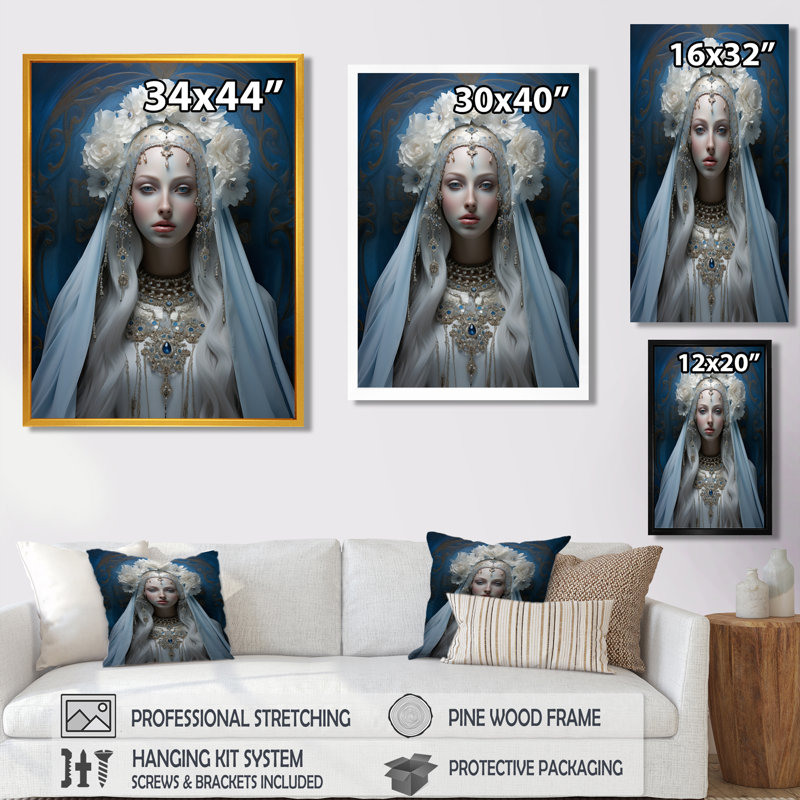 Couronne sacrée de la Sainte-Marie, reproduction d'art mural, Toile avec cadre flottant noir, H 32 po x l 16 po x P 1 po