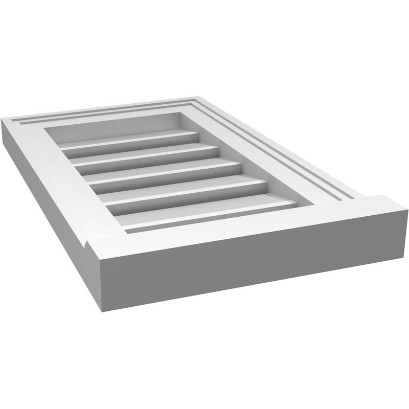 Évent à pignon fonctionnel en uréthane rectangulaire à fixation en surface, brun clair apprêté, H 20 po x l 12 po x P 2 po