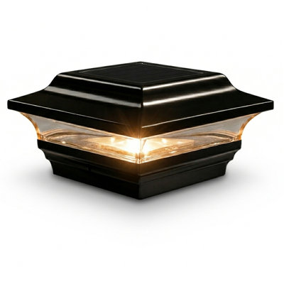 Capuchon de poteau solaire impérial en aluminium noir Classy Caps SL211B 4 x 4 pouces