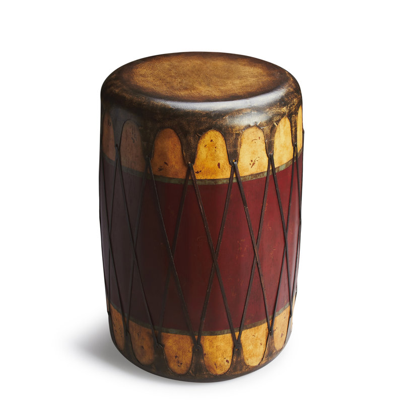  Navajo Table d'appoint cylindrique en cuir et bois l
