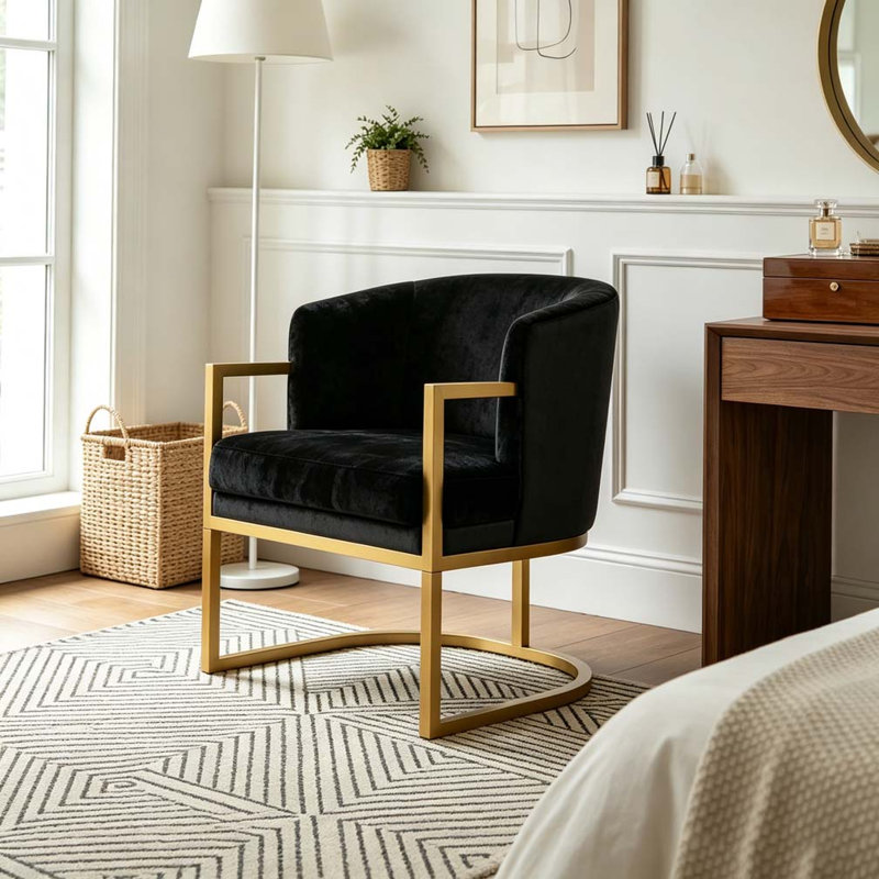 Chaise de lecture rembourrée Modern, Noir