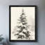 Arbre de Noël noir encadré noir, impression d'art de style lavis à l'encre-385990650