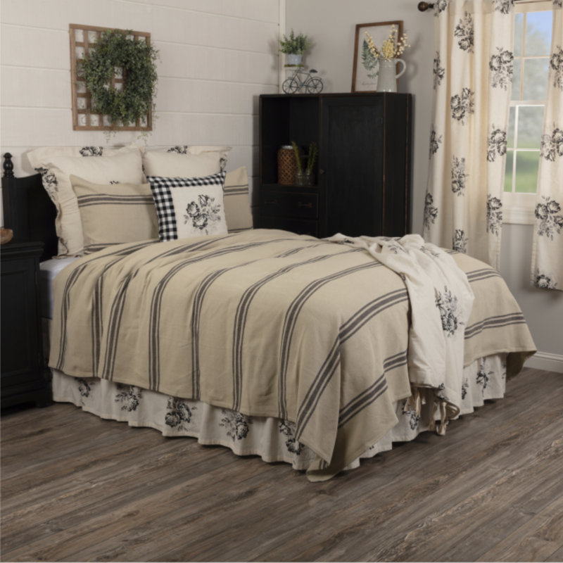 Mill House Stripe Black King Coverlet