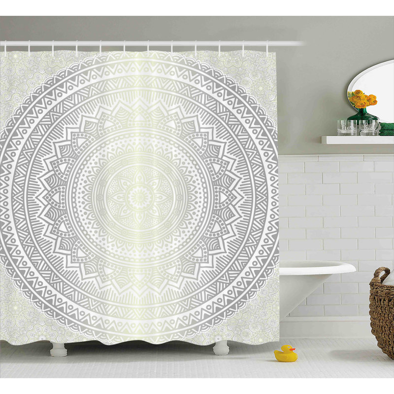 Rideau de douche simple méditation tapis theme Cormac, H 70 po x l 69 po, Gris