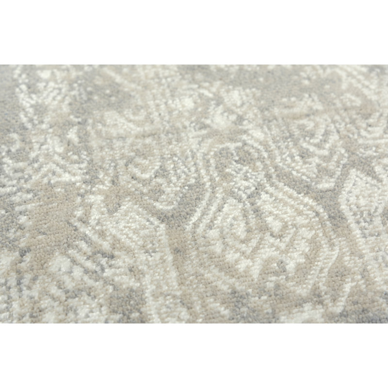 Tapis gris abstrait en laine, Rectangle 5 pi x 8 pi