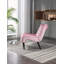 Chaise rembourrée en tissu avec boutons et pieds en bois-951961636