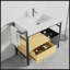 Meuble-lavabo modulaire de 36 po de style industriel avec structure en métal et lavabo en pierre artificielle facile à nettoyer, sans drainage ni robinet, KD