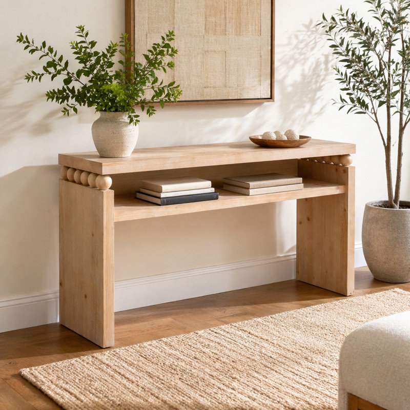Console 59 po, console rustique moderne, table d'entrée étroite, table de canapé en bois, table de couloir avec rangement, table console en bois naturel, table d'entrée avec tablette ouverte, console Farmhouse