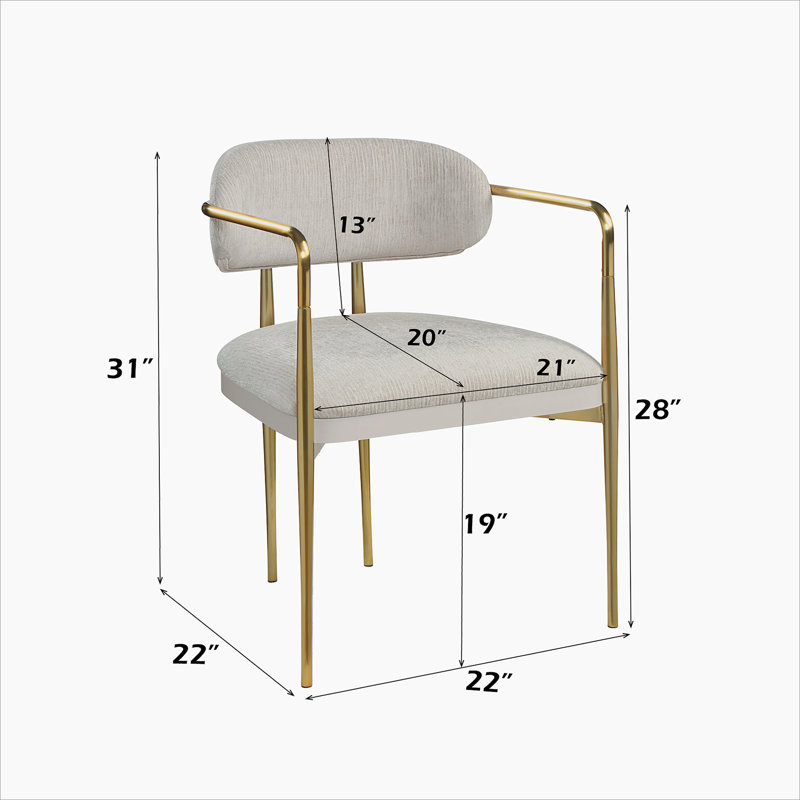 Fauteuil en chenille et or beige (ensemble de 2)
