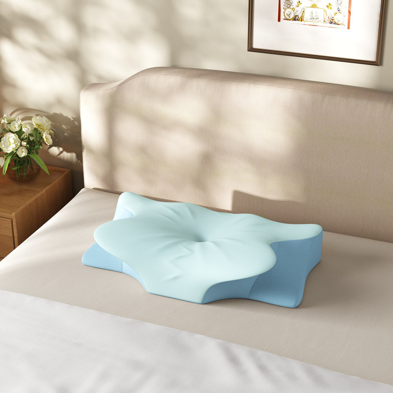 Contour Memory Foam Pillow, Ergonomic Neck Support Pillow For Side Back Stomach Sleepers, Blue