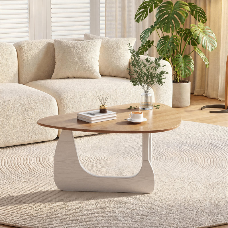 End Table, Light Yellow Wood/White, 40" H x 90" W x 65" D