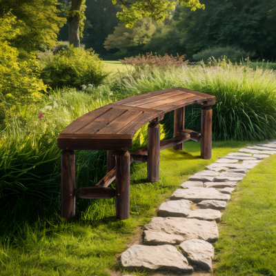 56 In. 2-Person Fir Curved Outdoor Bench