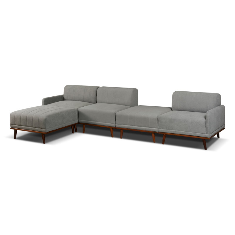 Johnathon Sofa & Chaise, Grey Polyester Blend, Left Hand Facing