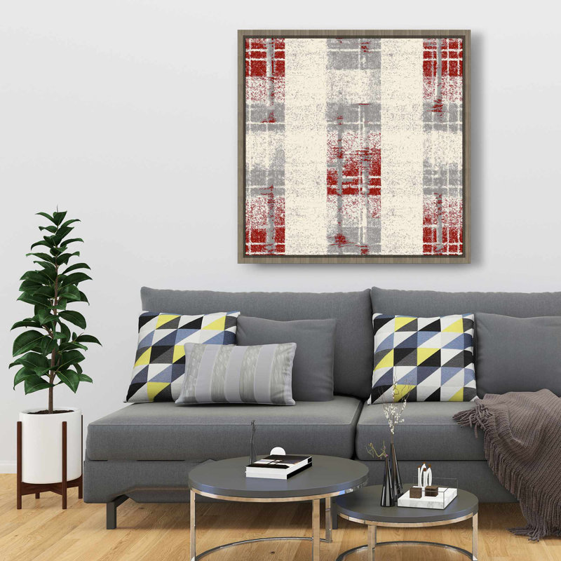 Grunge Red Pattern - Beige Framed Canvas for Home Decor
