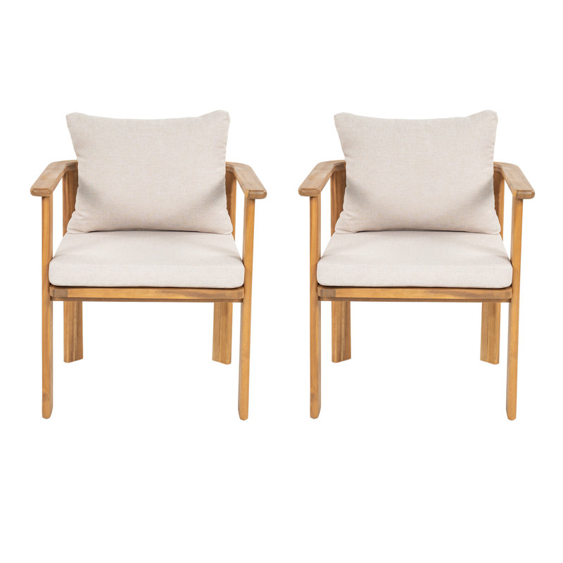 Chaises de patio durables, coussins en bois d'acacia, salle à manger d'extérieur moderne