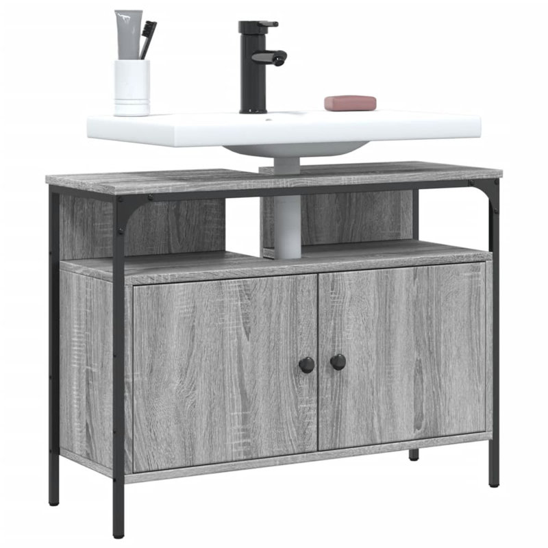 Simya Single Bathroom Vanity with Basin, Grey Sonoma
