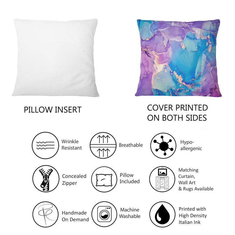 Mauve et bleu liquide Art III - Coussin décoratif imprimé moderne 1
