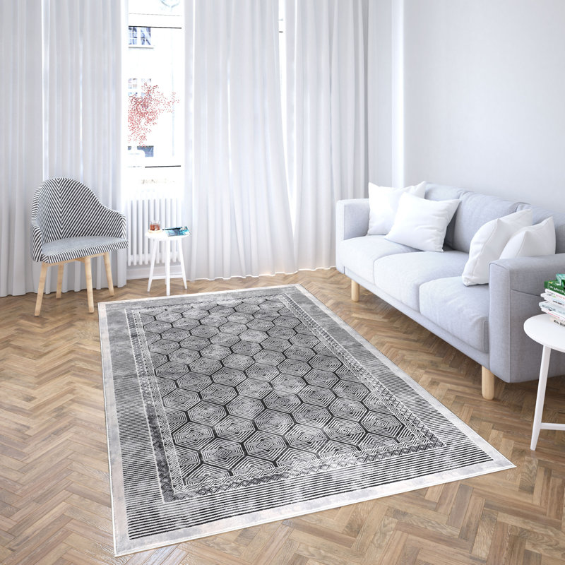 Marissa Collection Grey Geometric Transitional Area Rug, Rectangle 7'5" x 11'